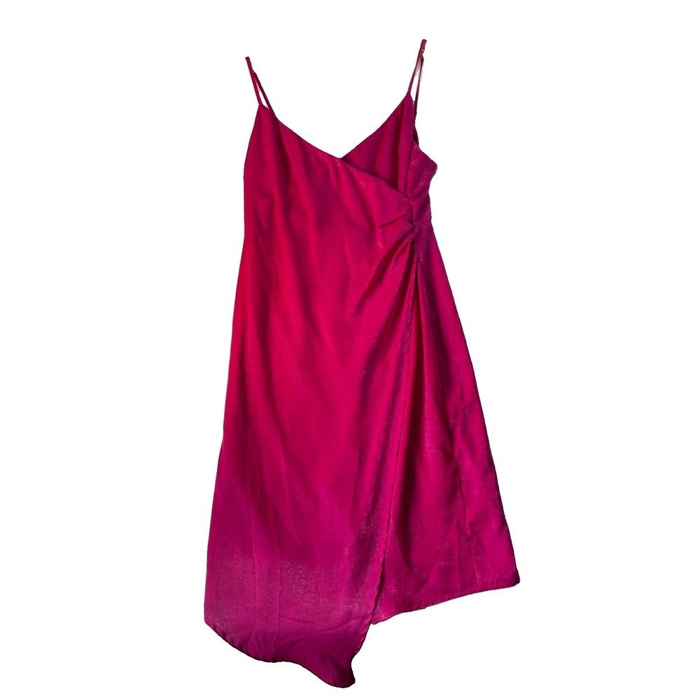 Altaird State Pink Silky Cami Slip Midi Dress Size L Asymmetrical Side Split